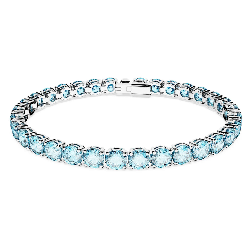 Swarovski 'Matrix' Rhodium Plated Aqua Crystal Tennis Bracel