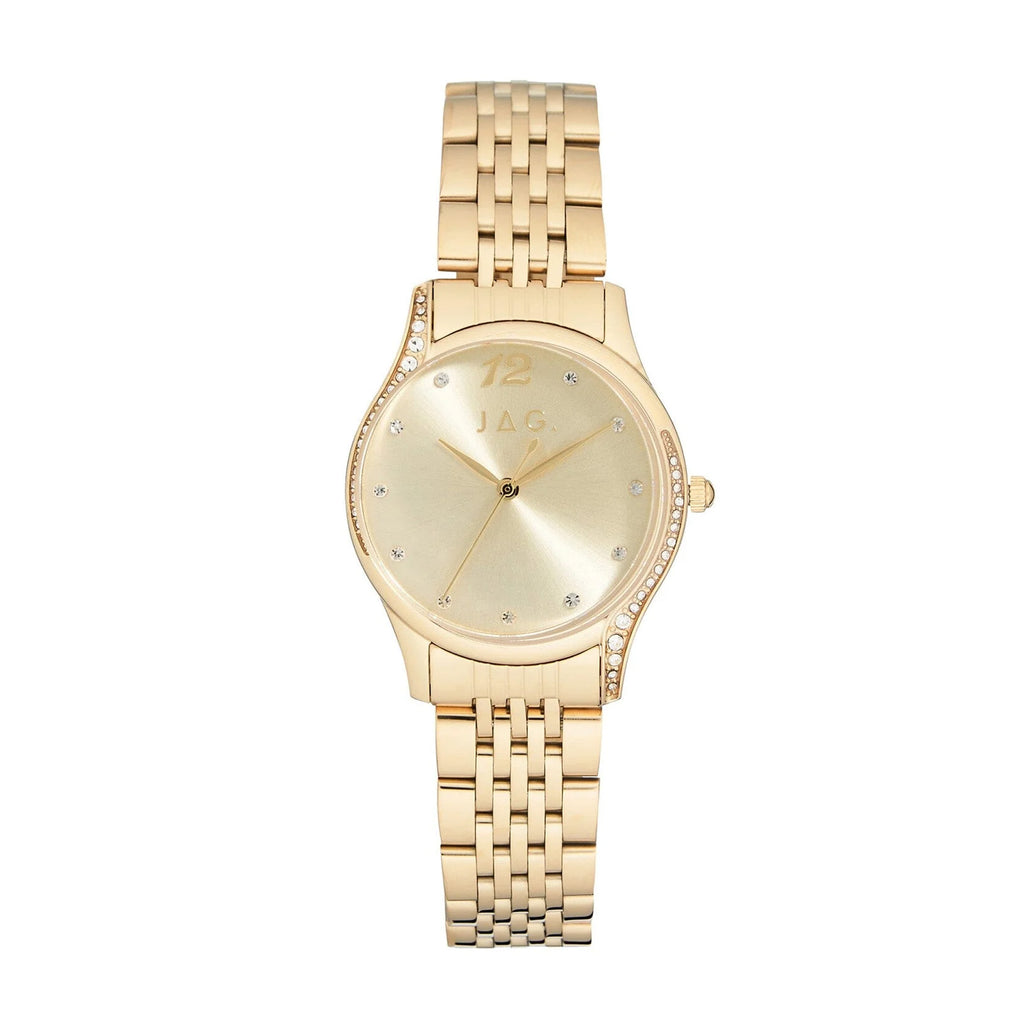 Jag Altona Gold-Tone Crystal Set Champagne Dial Watch J2707A