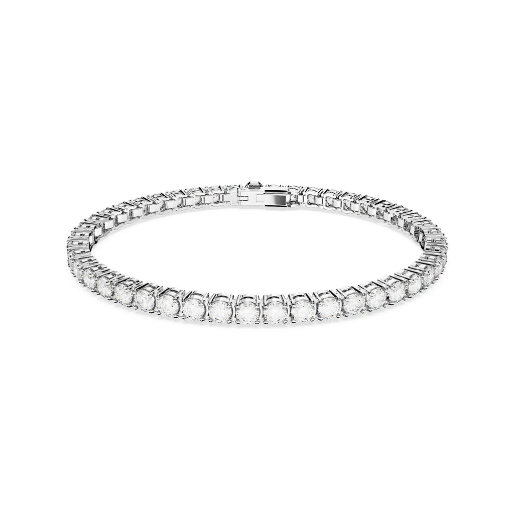 Swarovski Matrix Rhodium Plate White Crystal Tennis Bracelet