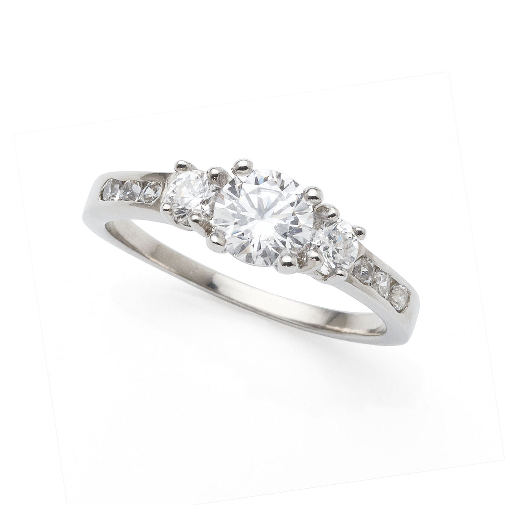 Sterling Silver Cubic Zirconia Trilogy Ring