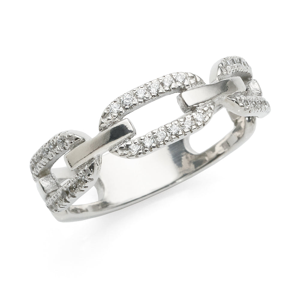 Sterling Silver Cubic Zirconia Open Chain Link Ring
