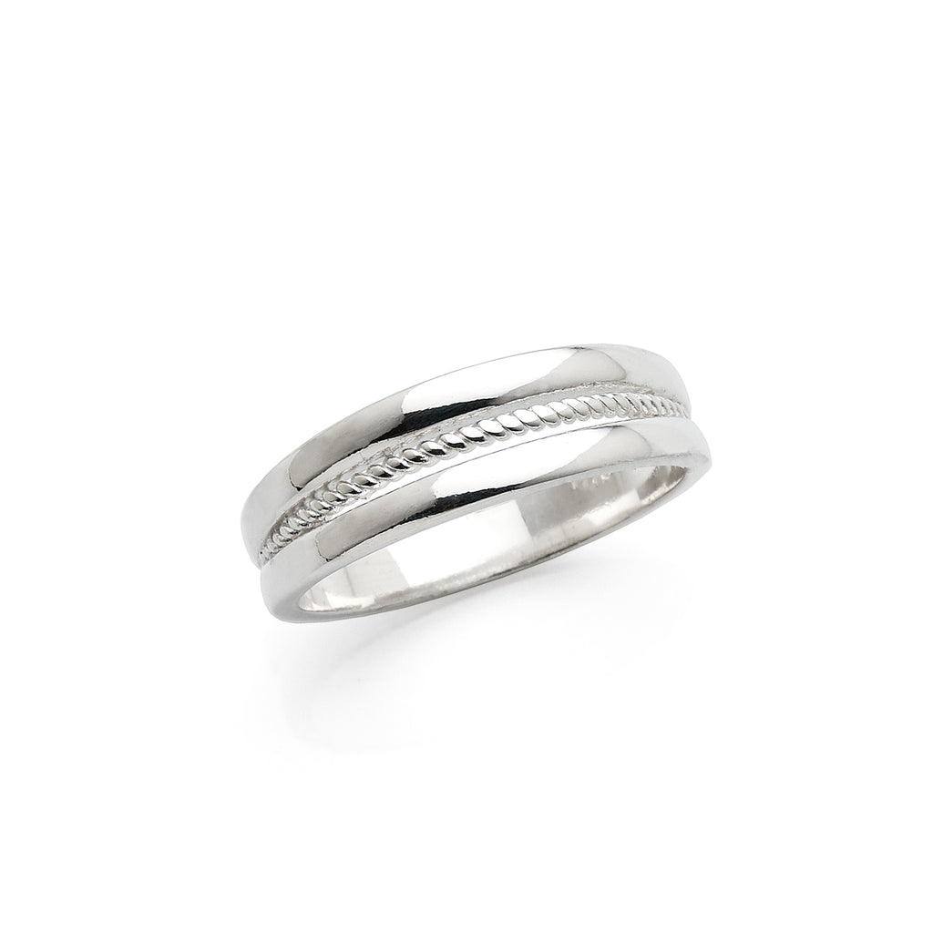 Sterling Silver Twist Centre Plain Tapered Split Ring