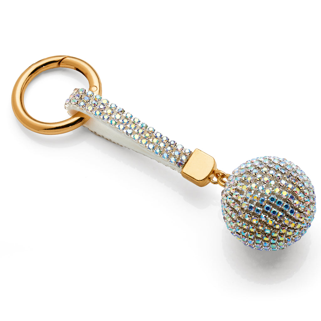 Gold Tone Crystal Disco Ball Keyring PKR37