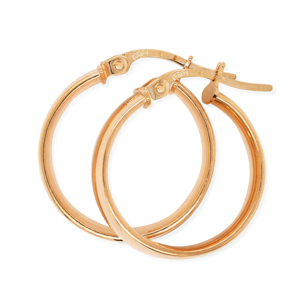 9ct Gold 15mm Half Round Tube Hoop