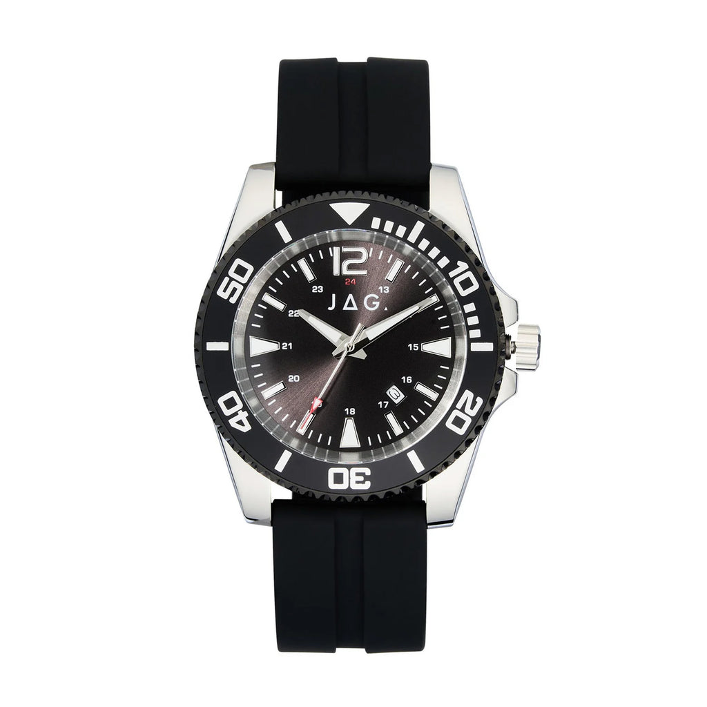 Jag Newport Black Rubber Strap Analogue Watch J2697