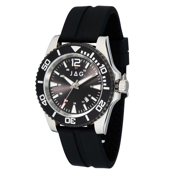 Jag Newport Black Rubber Strap Analogue Watch J2697