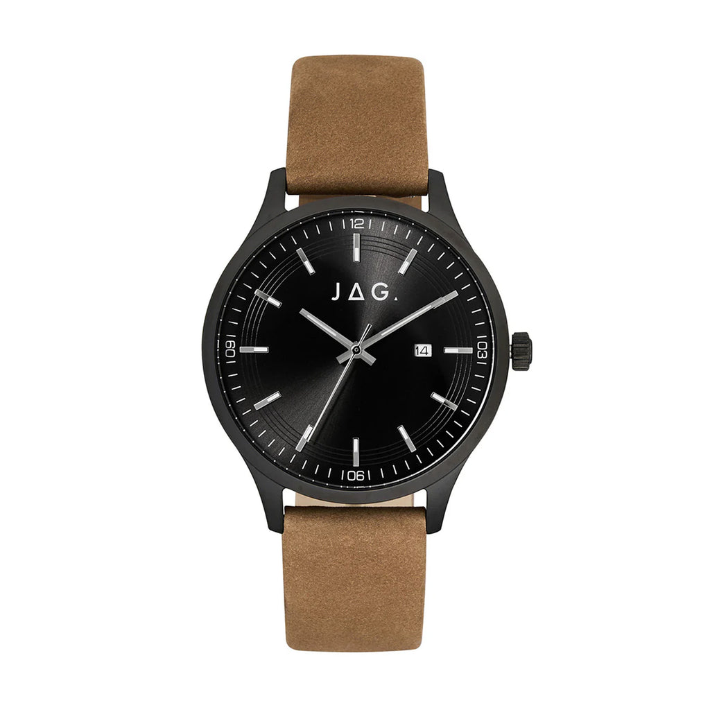 Jay Fitzroy Tan Strap Analogue Black Dial Watch J2692