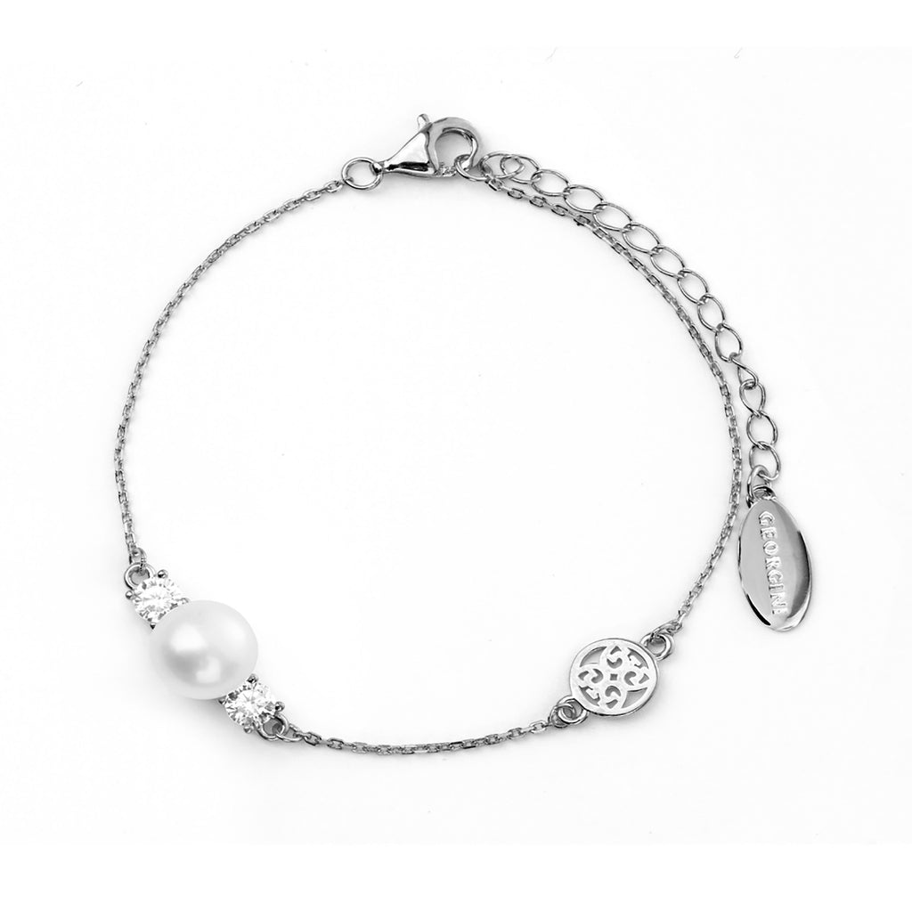 Georgini 'Oceans Noosa' Sterling Silver Pearl & Cubic Bracel