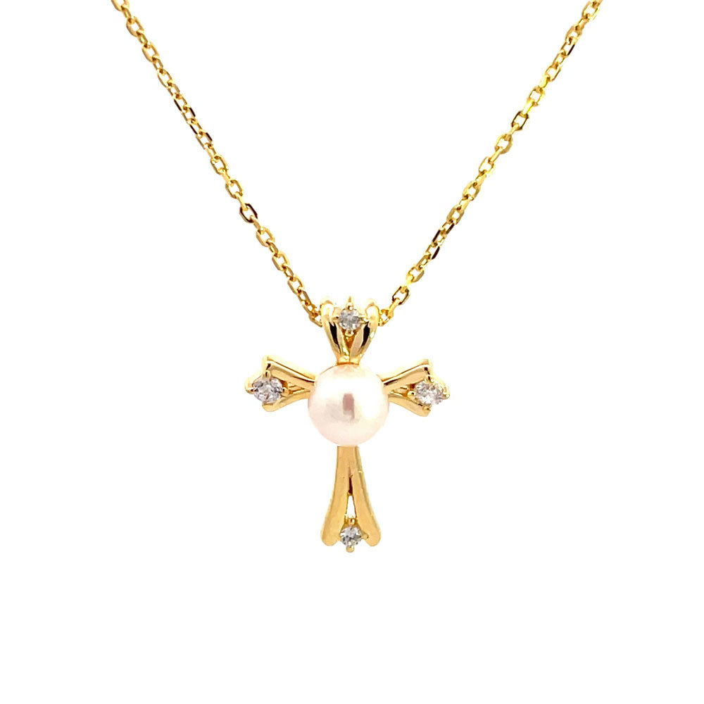 Georgini Oceans Pearl & Cubic Zirconia Cross Pendant IP896G