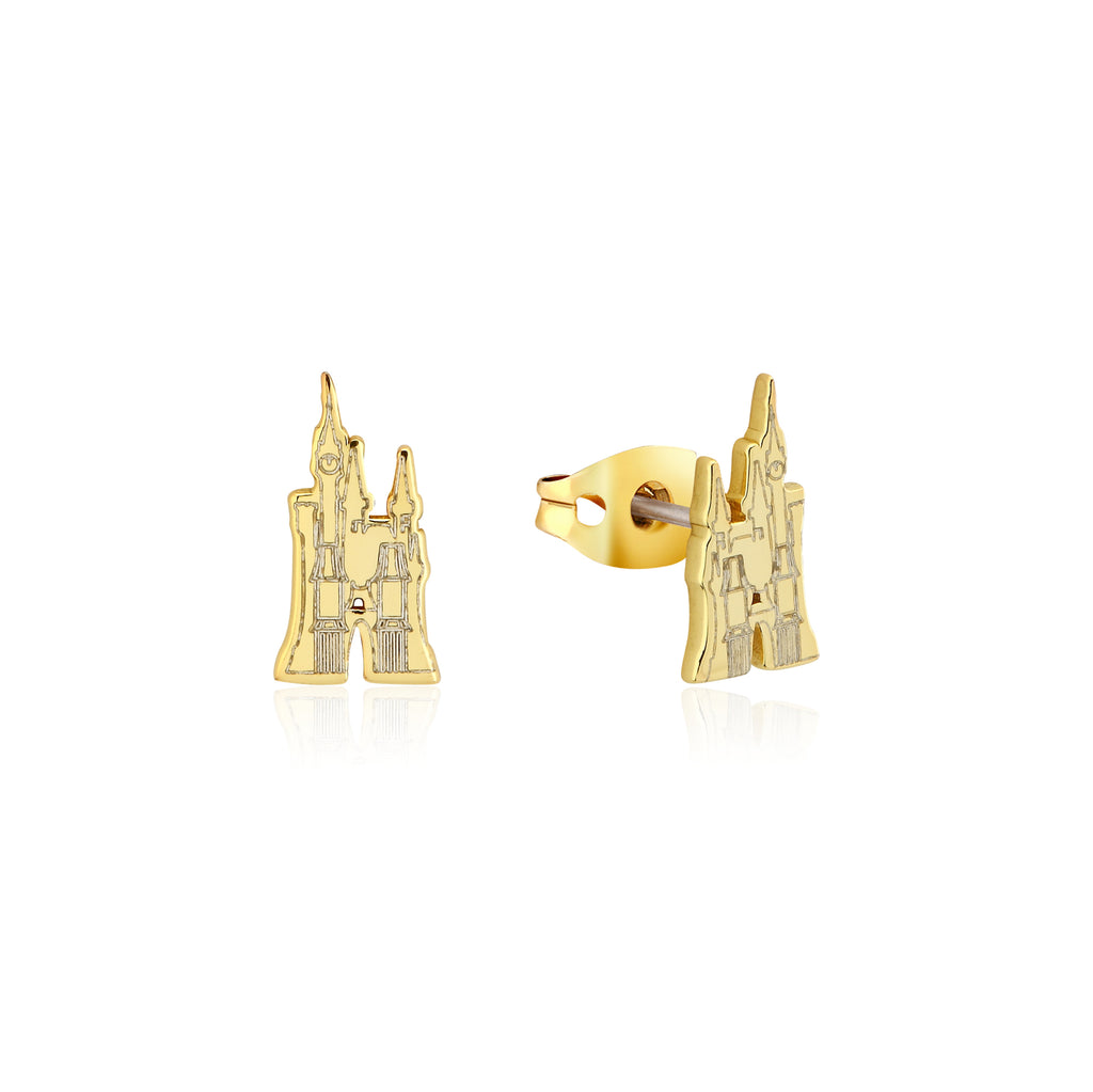 Disney Couture Kingdom Gold Tone Cinderella Castle Studs SSD