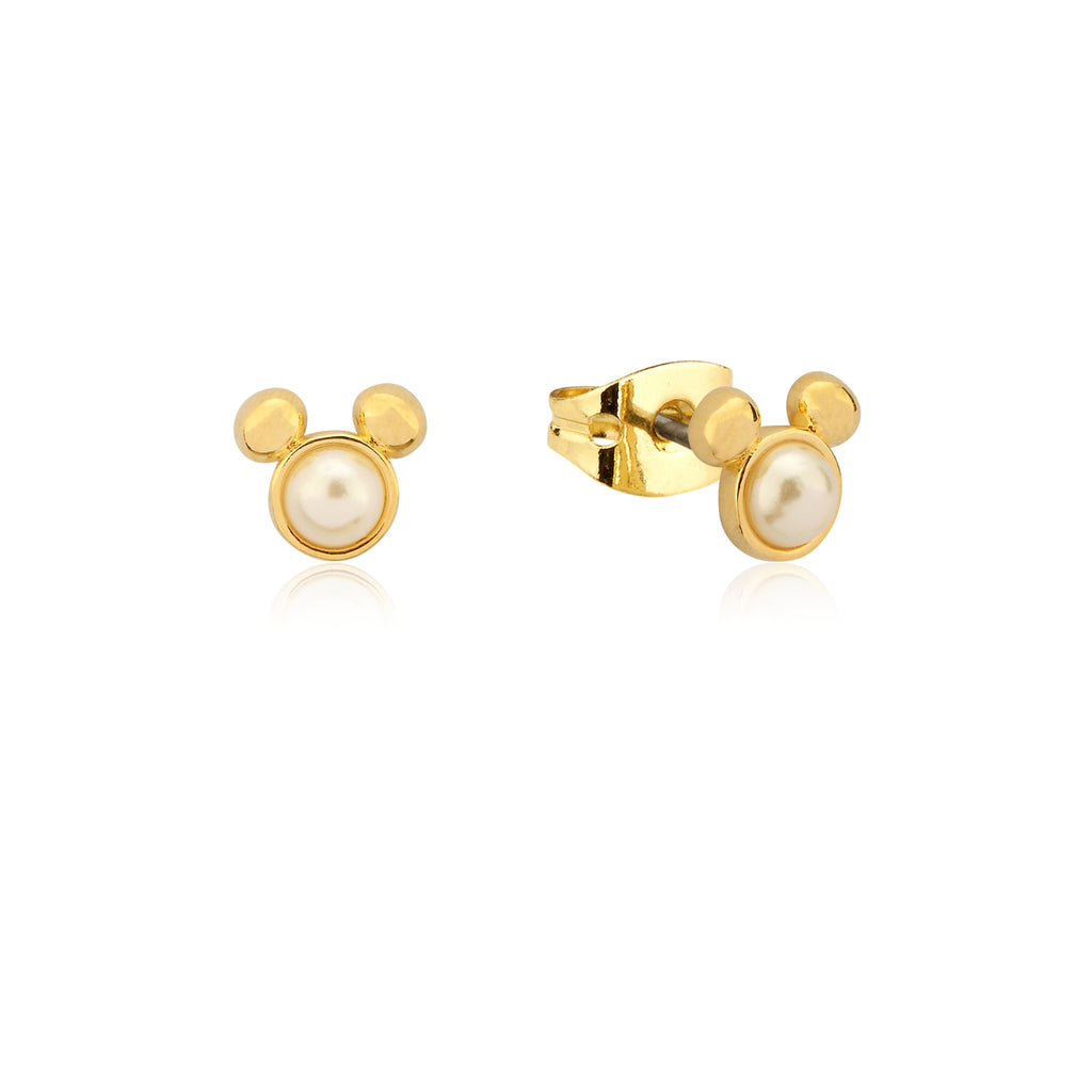 Disney Couture Kingdom Gold Tone Pearl Mickey Mouse Studs SS