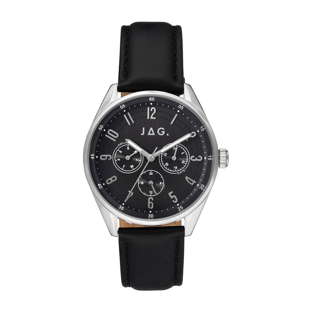 Jag 'Kristopher' Black Leather Multi-Function Watch J2581
