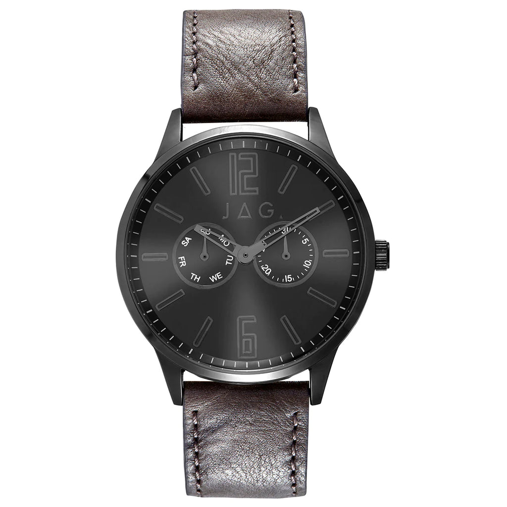 Jag Edward Multi-Function Brown Leather Watch J2292