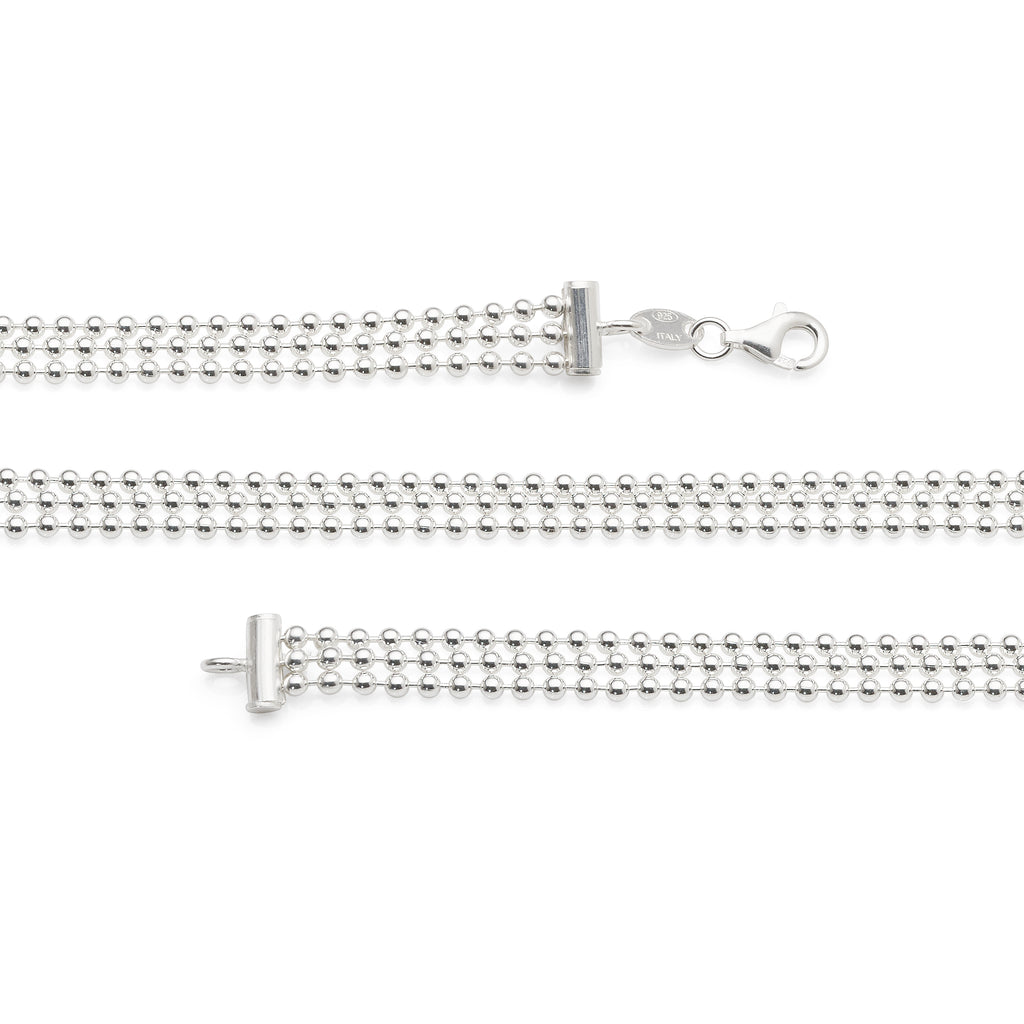 Sterling Silver Triple Strand Ball Link Bracelet