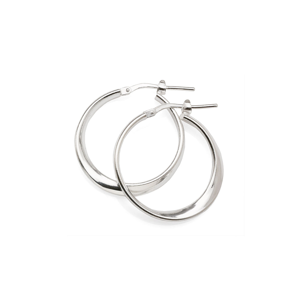 Sterling Silver Flat Tube Twist 20mm Hoop