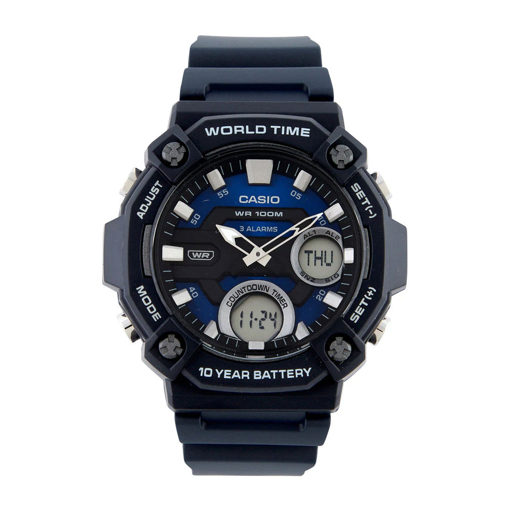 Casio Duo World Time Black Resin Watch AEQ120W-2A