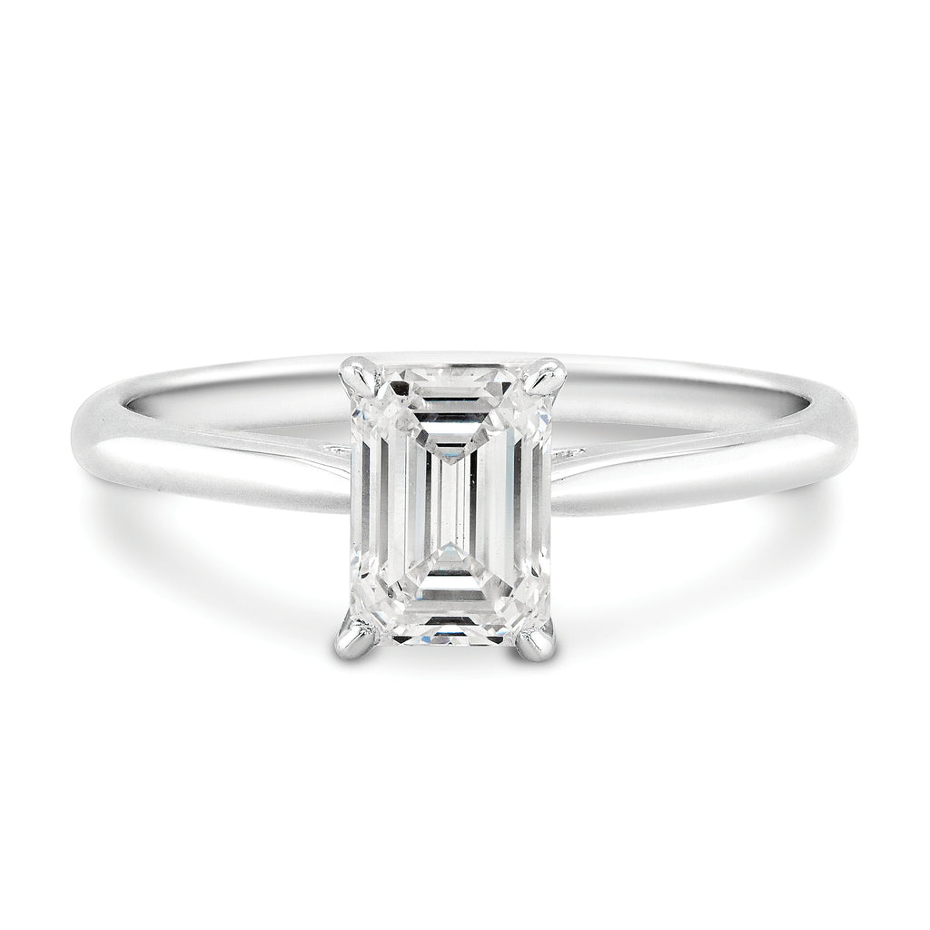 9ct White Gold 1.03CT Emerald Cut Lab Created Diamond Solita