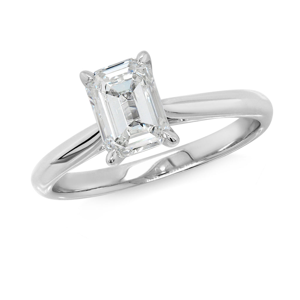 9ct White Gold 1.03CT Emerald Cut Lab Created Diamond Solita