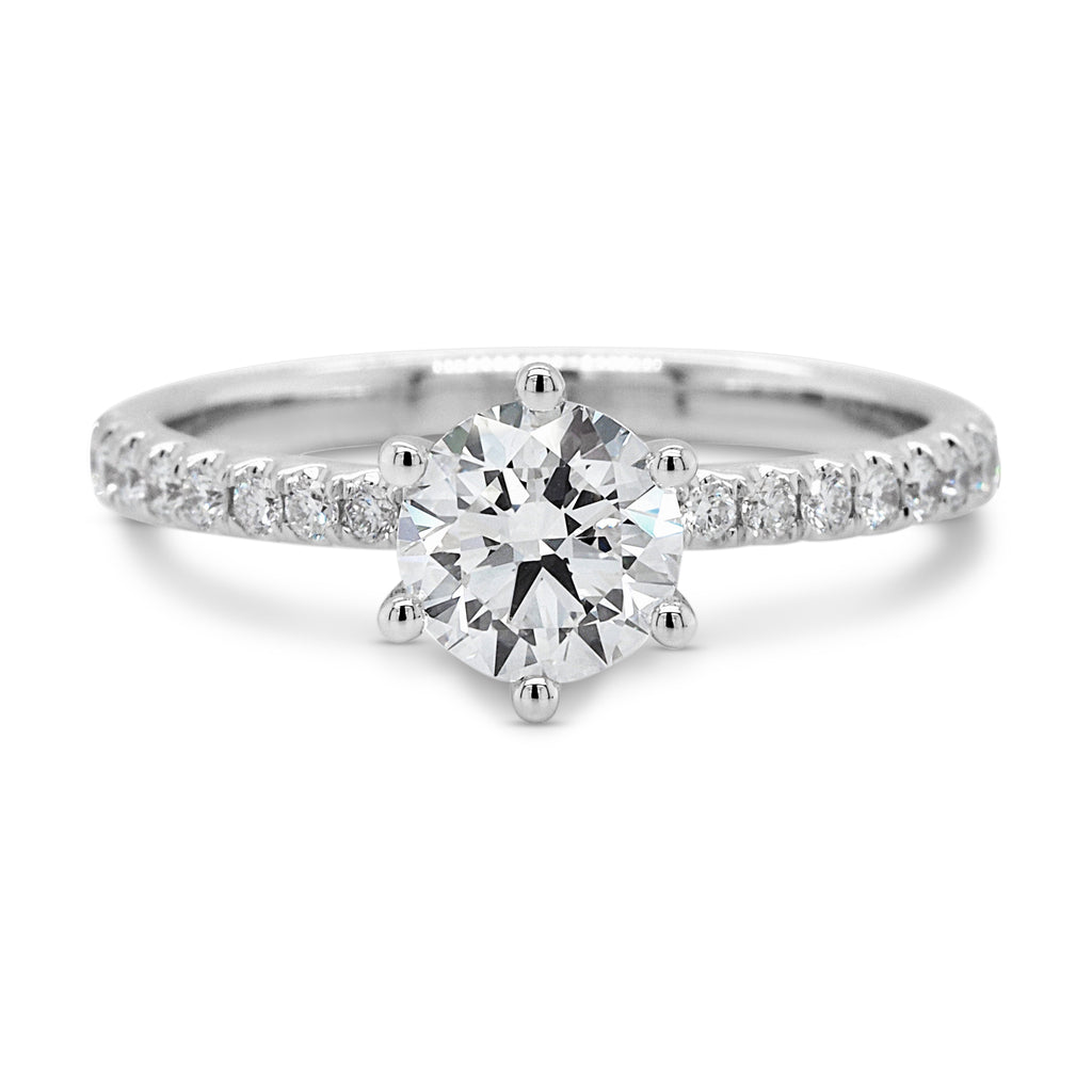 18ct White Gold Lab Created 1.0CT Brilliant Cut Diamond Ring