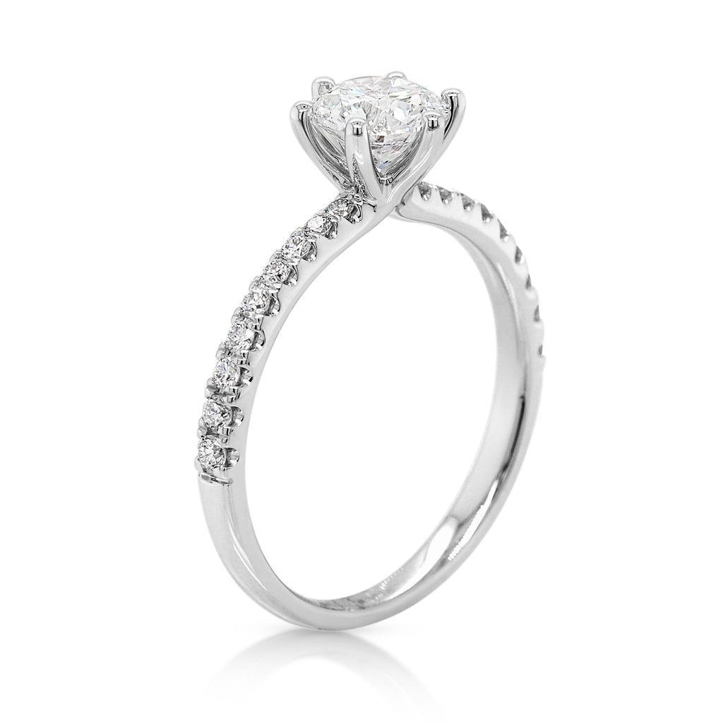 18ct White Gold Lab Created 1.0CT Brilliant Cut Diamond Ring