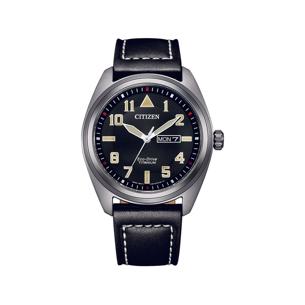 Citizen Super Titanium Eco-Drive Black Leather Watch BM8560-
