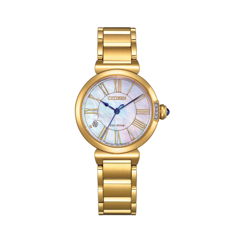 Citizen Eco-Drive Mother Of Pearl Gold Tone Watch EM1062-57D