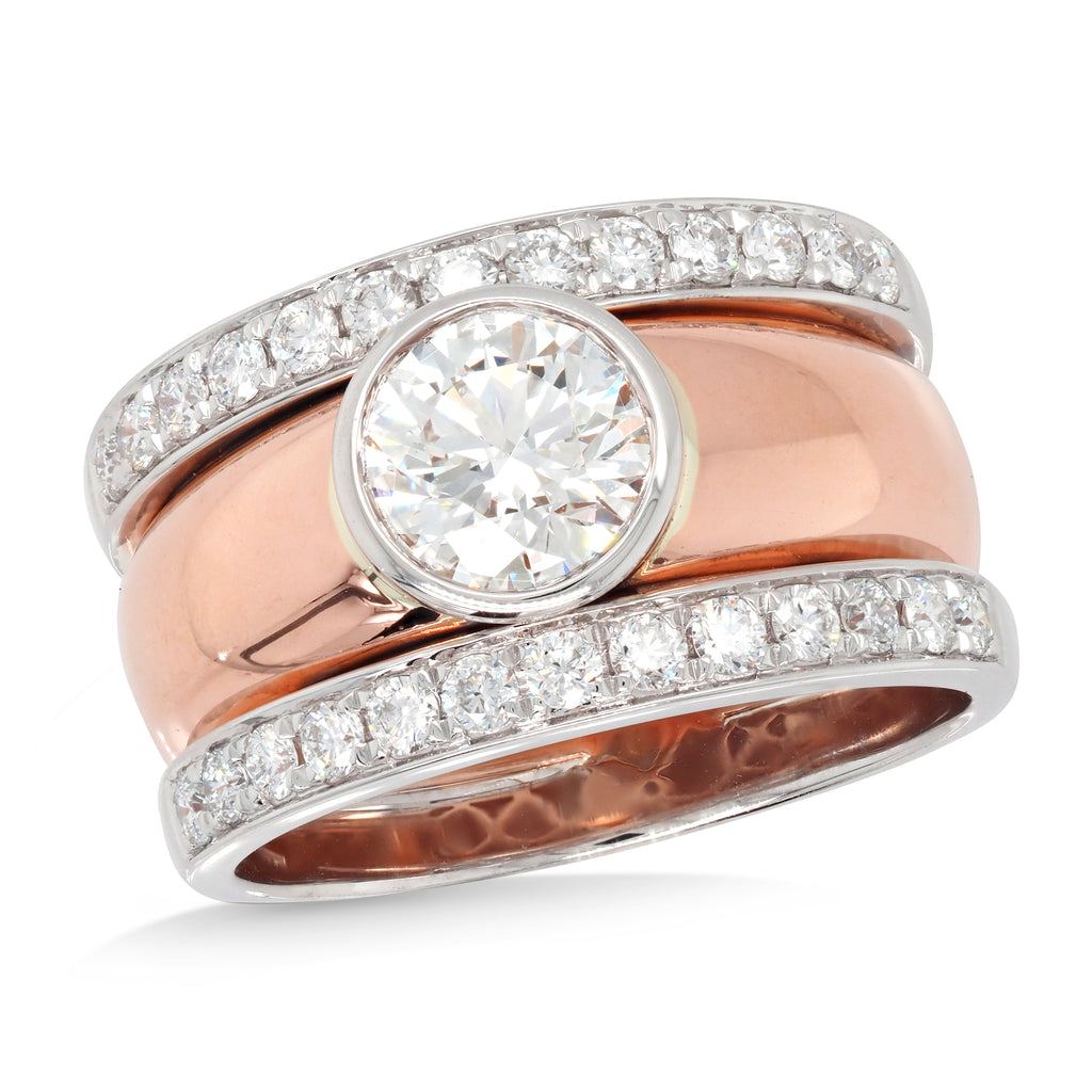 9ct Rose Gold Lab Created Diamond Bezel Set Diamond Sides TW