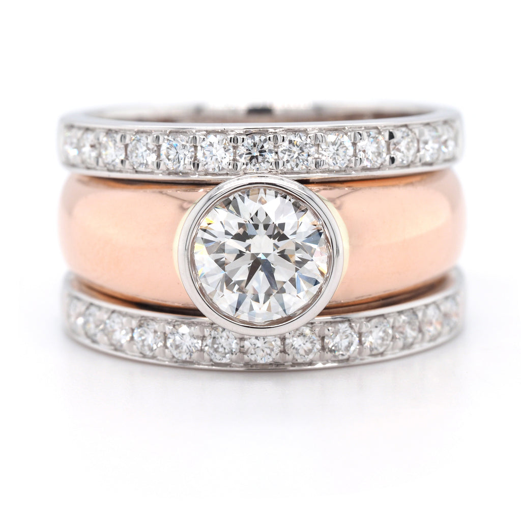 9ct Rose Gold Lab Created Diamond Bezel Set Diamond Sides TW