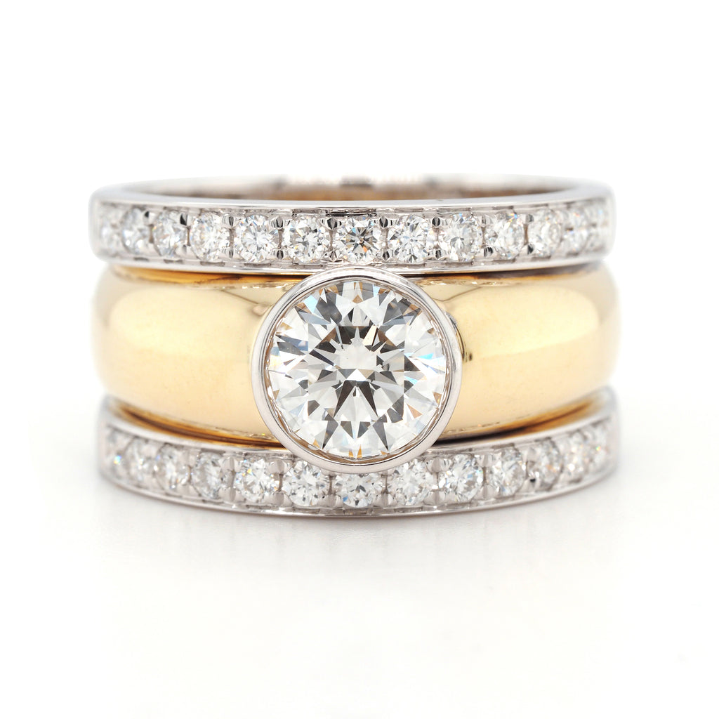 9ct Yellow Gold Lab Created Diamond Bezel Set Diamond Sides