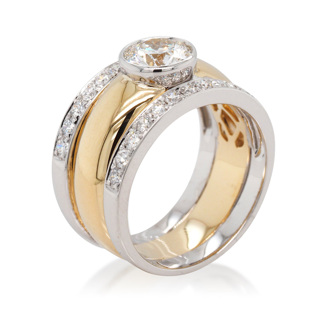 9ct Yellow Gold Lab Created Diamond Bezel Set Diamond Sides