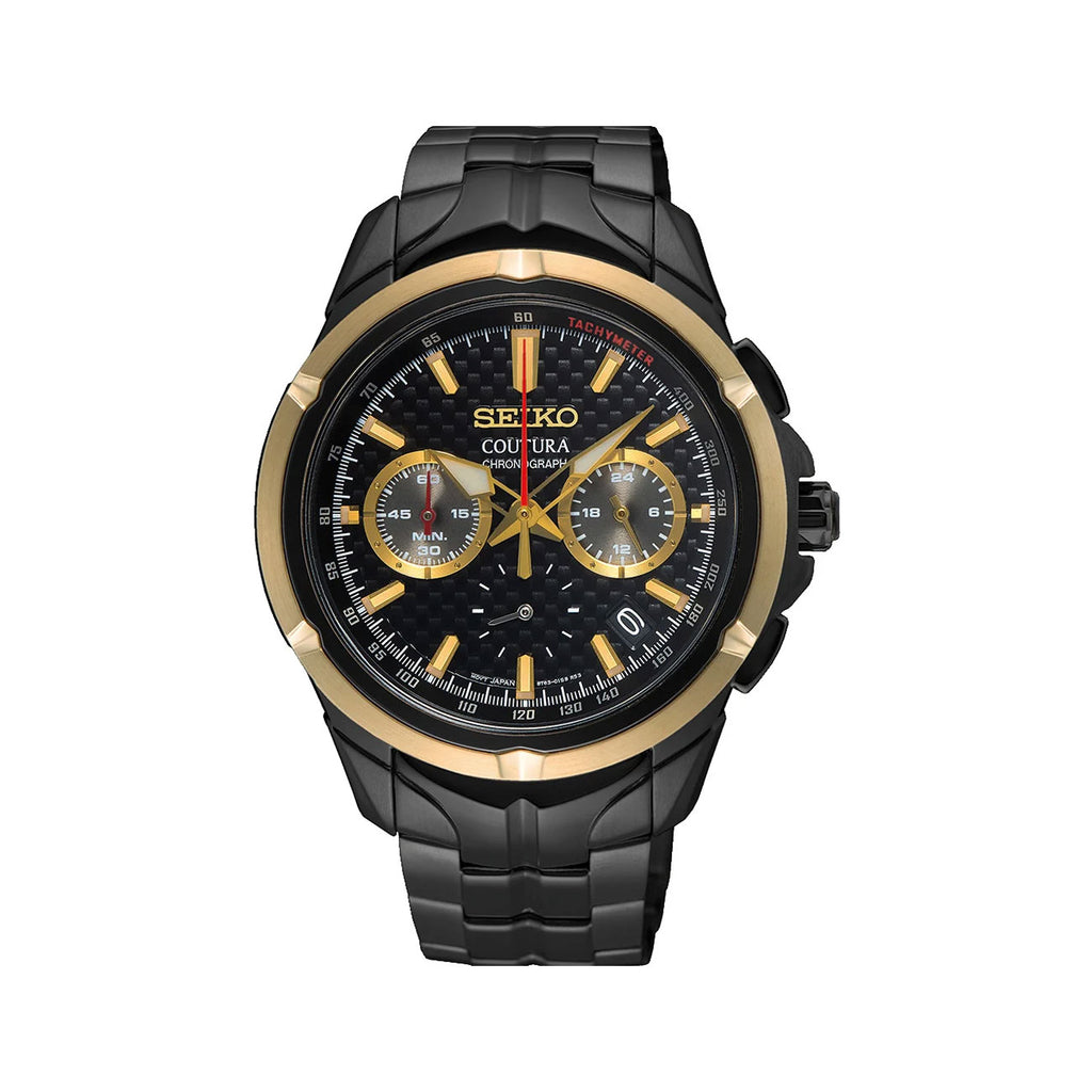 Seiko Coutura Chronograph Black & Gold Stainless Steel Watch