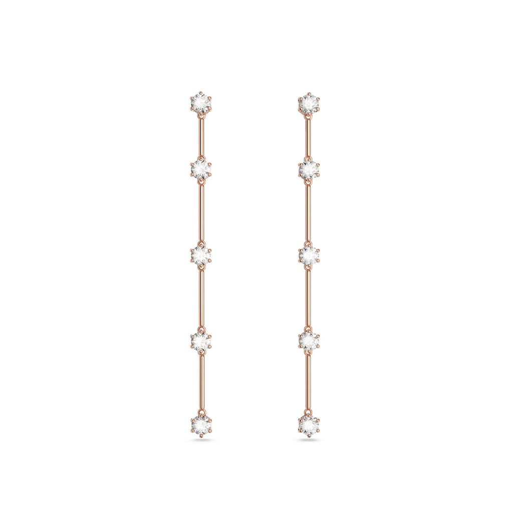 Swarovski Constella Rose Tone White Crystal Drop Earrings 56