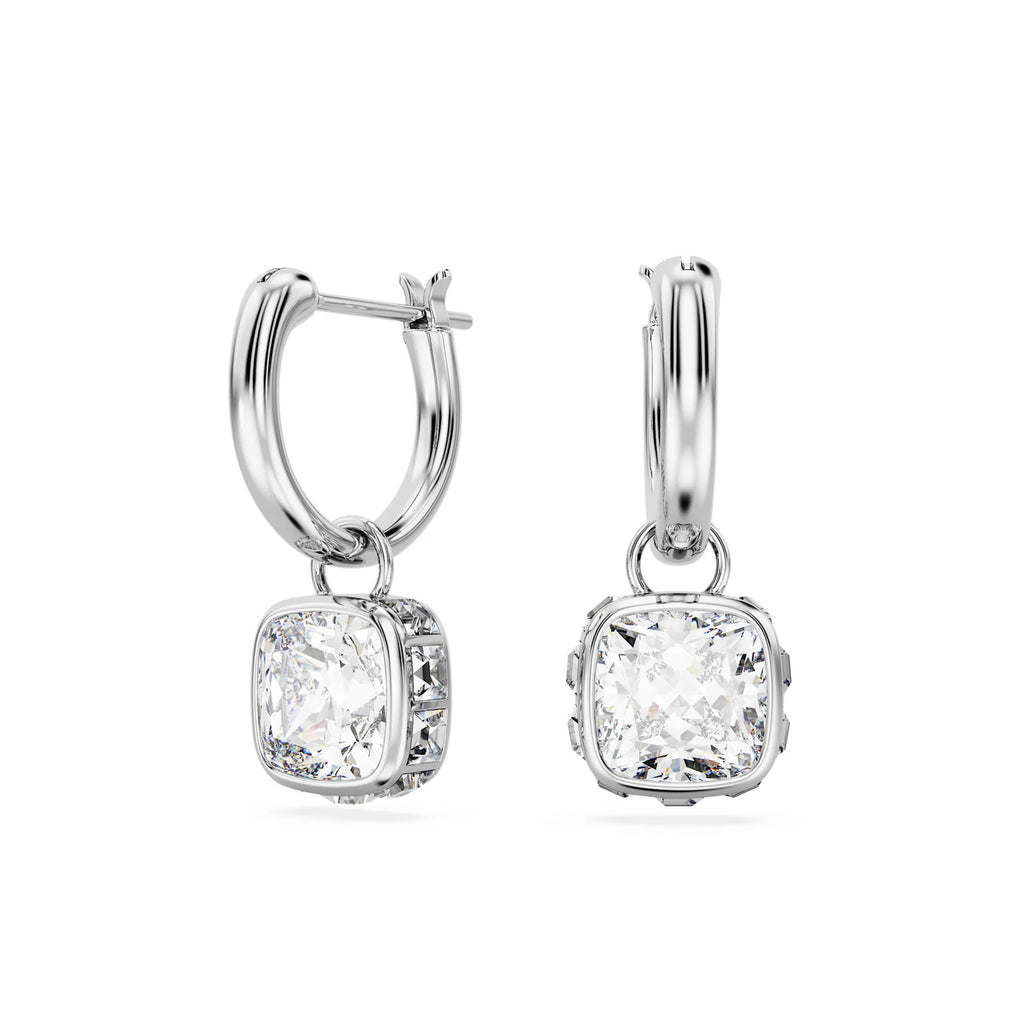 Swarovski Stilla Rhodium Plated White Crystal Drop Earrings