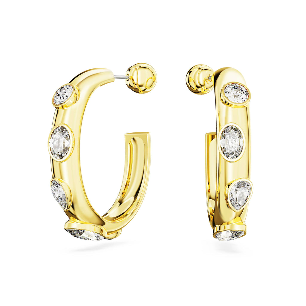 Swarovski Dextera Gold Tone Mixed Cut Crystal Hoop Earrings