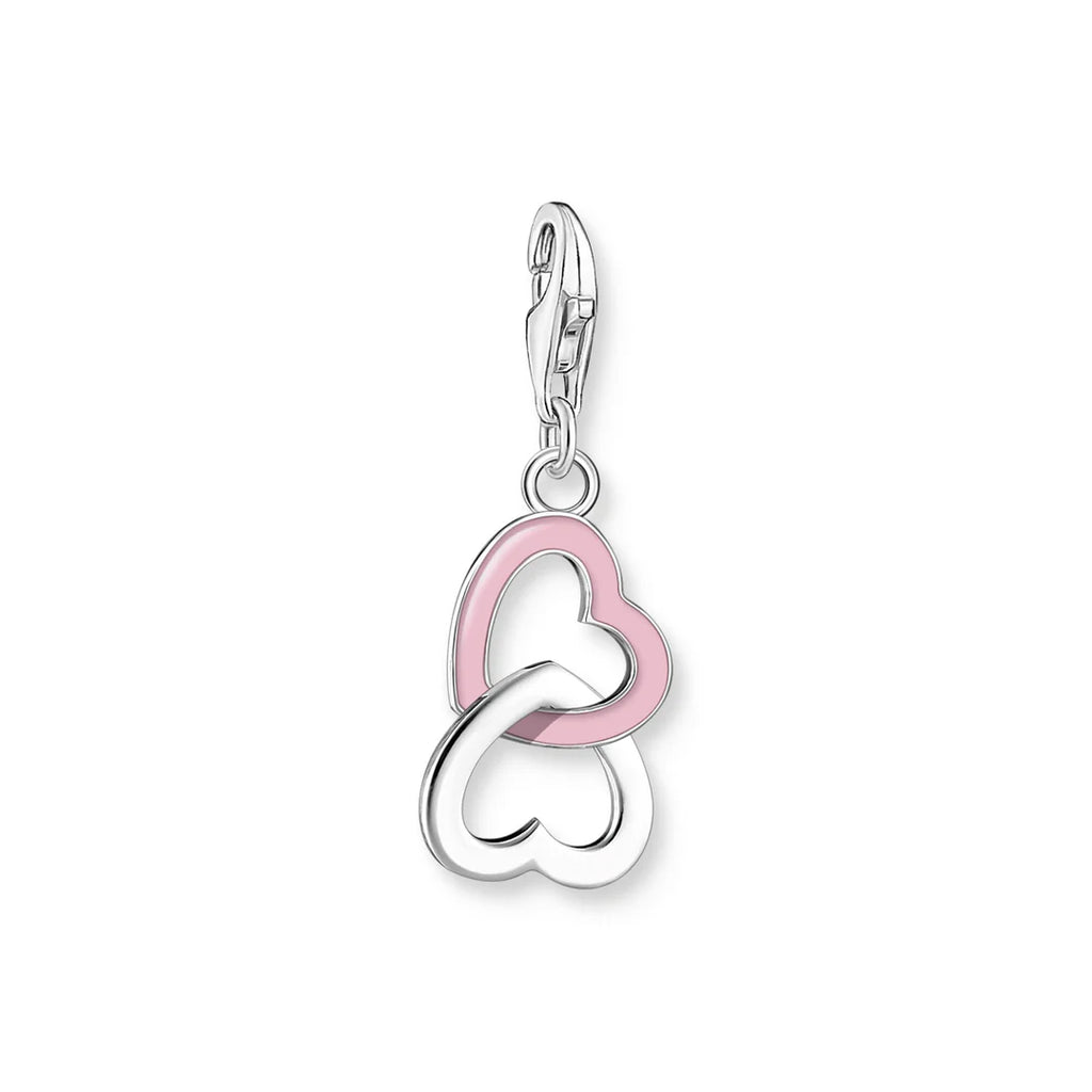 Thomas Sabo Sterling Silver Pink Enamel Double Heart Charm C