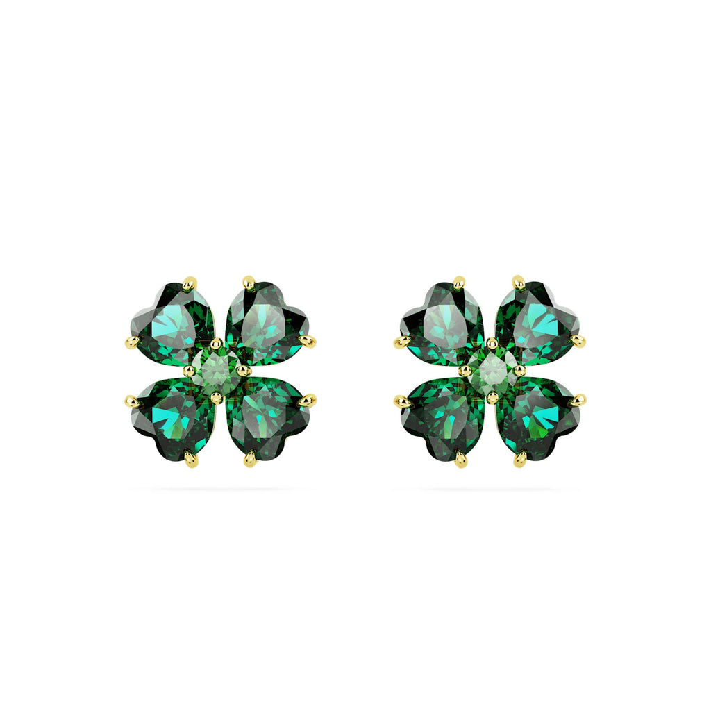 Swarovski Idyllia Green Crystal Clover Stud Earrings 5666236