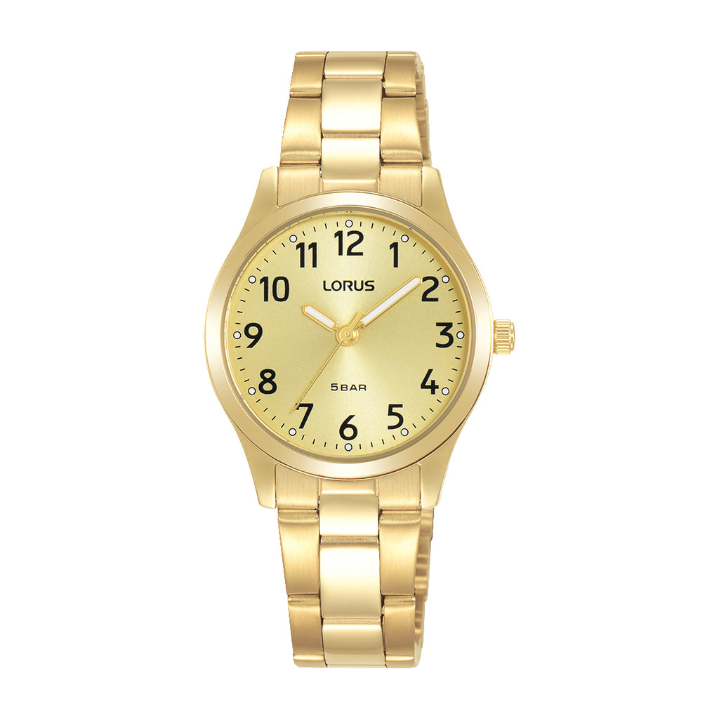 Lorus Gold-Tone Stainless Steel Clear Numeral Dial Watch RRX