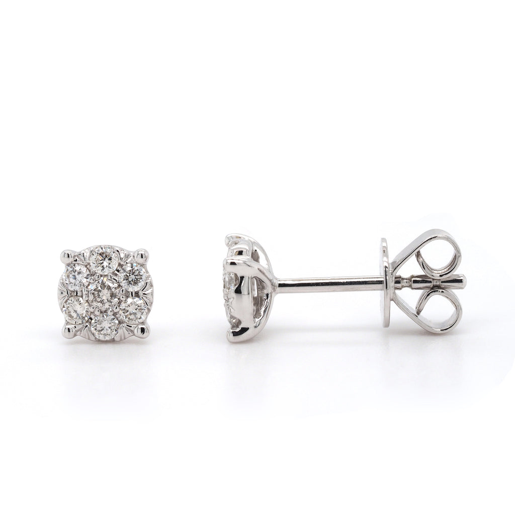 9ct White Gold Diamond Cluster Stud Earrings TDW 0.25CT