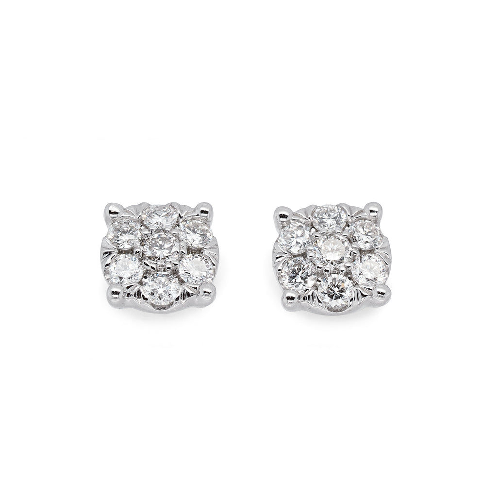 9ct White Gold Diamond Cluster Stud Earrings TDW 0.25CT