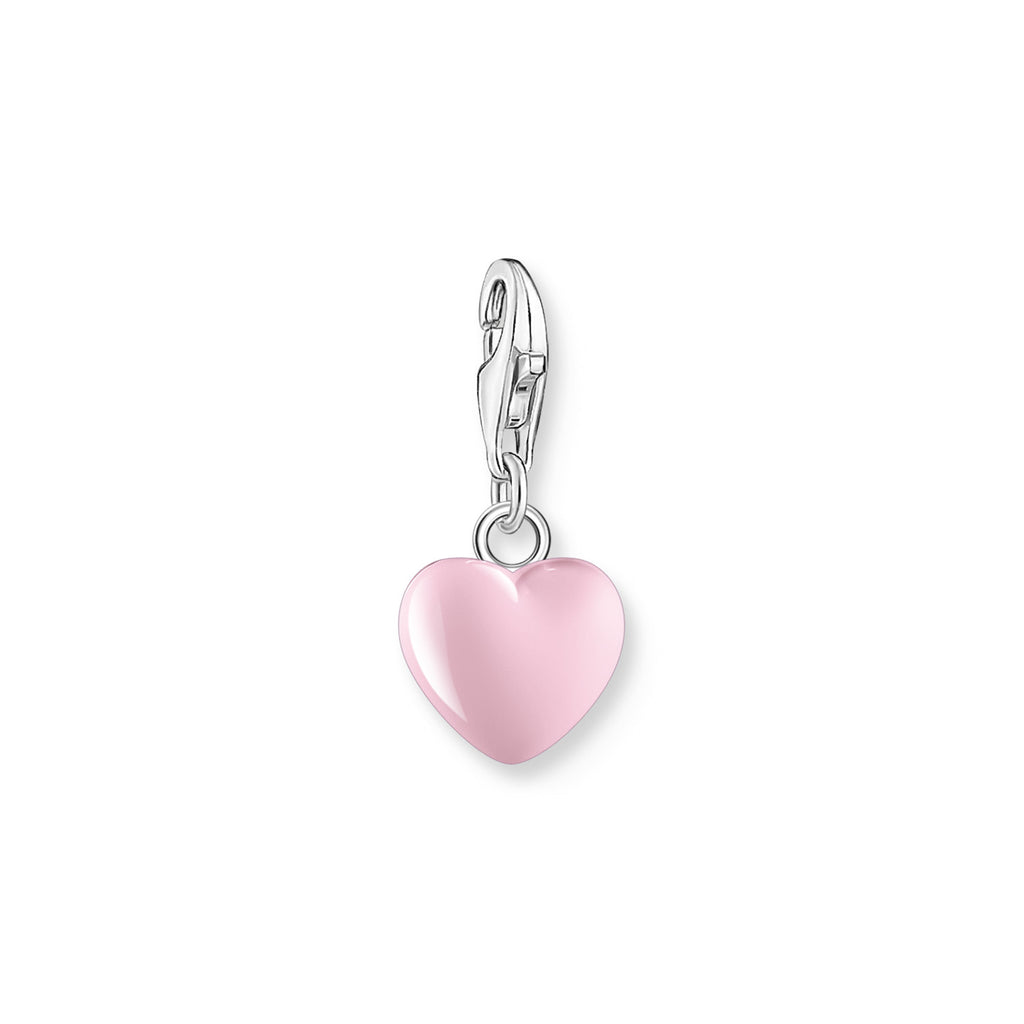 Thomas Sabo Sterling Silver Pink Enamel Puff Heart Charm CC1