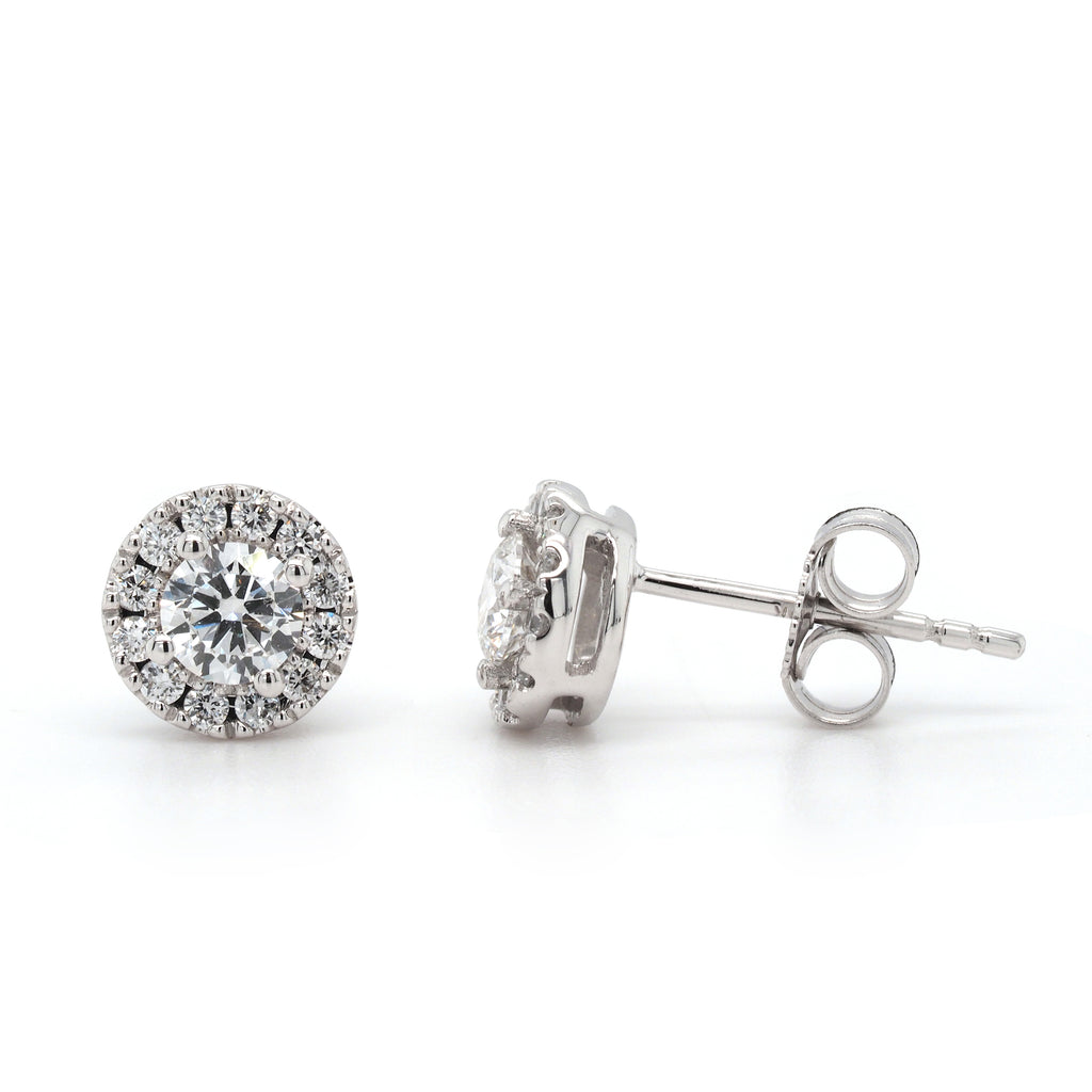 9ct White Gold Lab Grown Diamond Halo Studs TDW 0.60CT