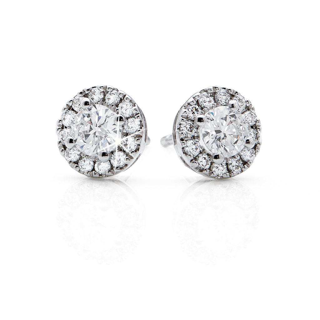 9ct White Gold Lab Grown Diamond Halo Studs TDW 0.60CT