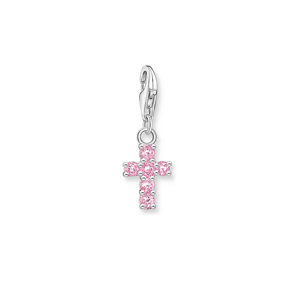 Thomas Sabo Sterling Silver Pink Cubic Zirconia Cross Charm