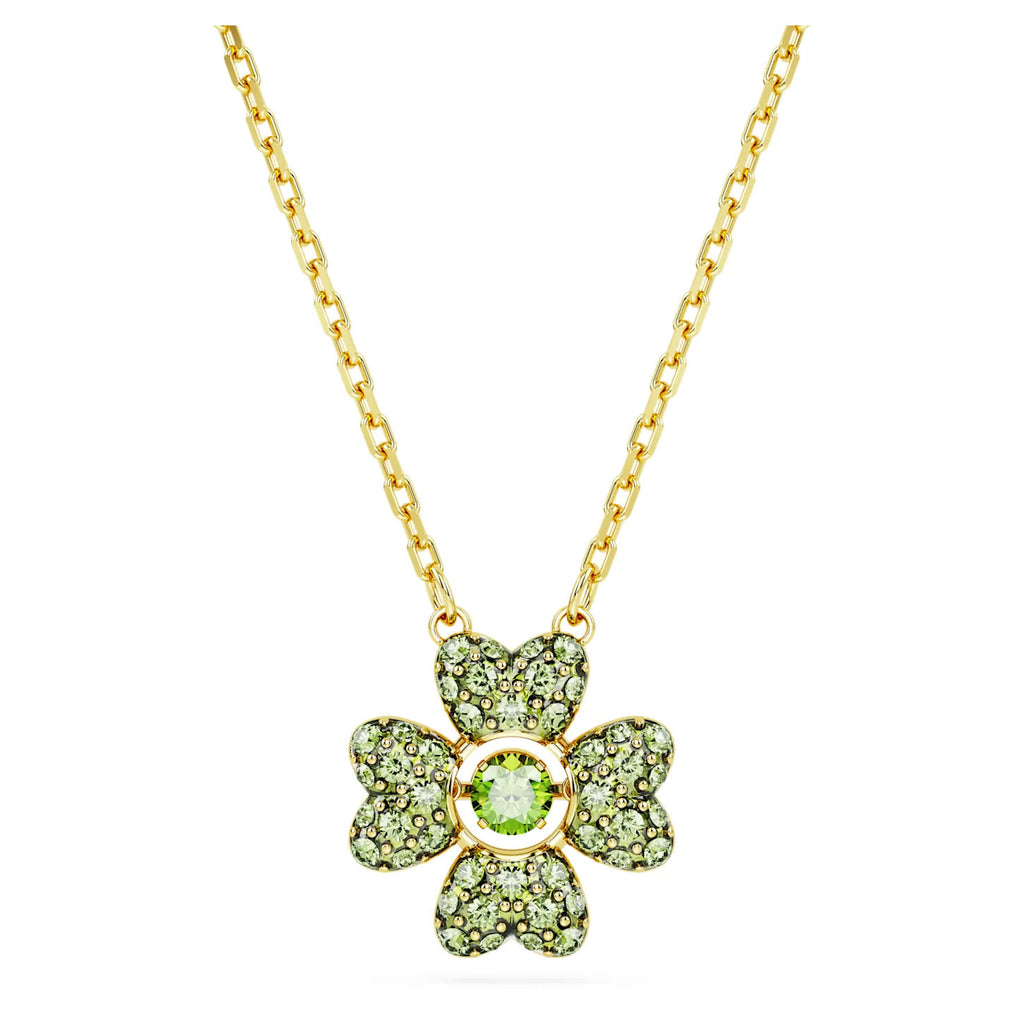 Swarovski Idyllia Gold Tone Dancing Green Clover Pendant 567