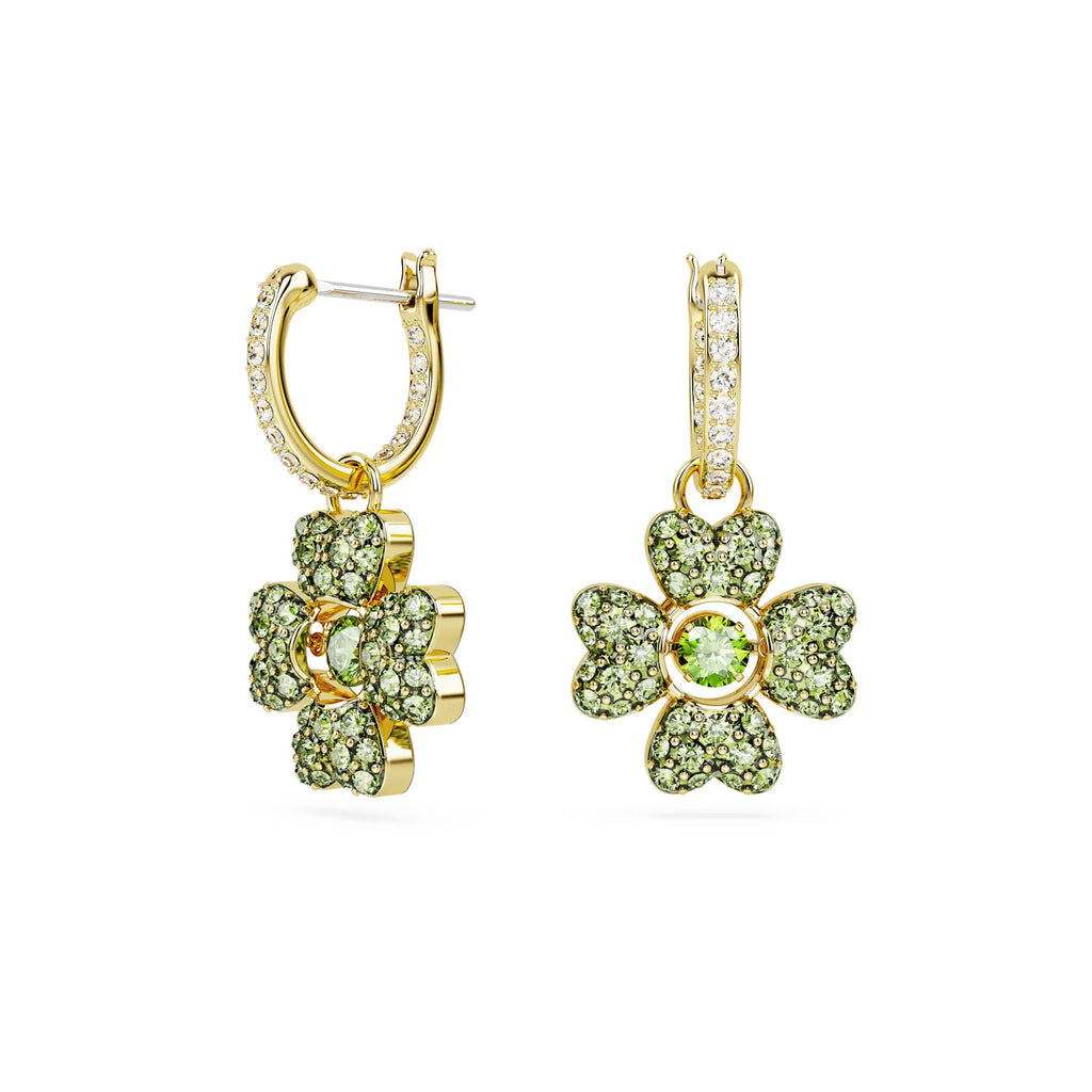 Swarovski Idyllia Gold Tone Dancing Green Crystal Clover Hoo