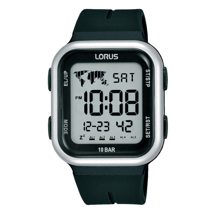 Lorus Square Black & Grey Digital Sports Watch R2351PX-9