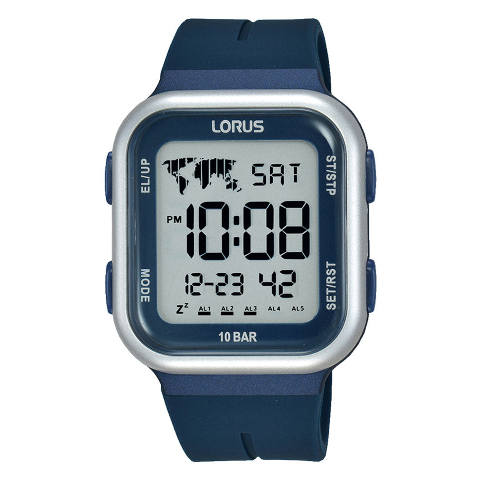 Lorus Square Blue & Grey Digital Sports Watch R2353PX-9