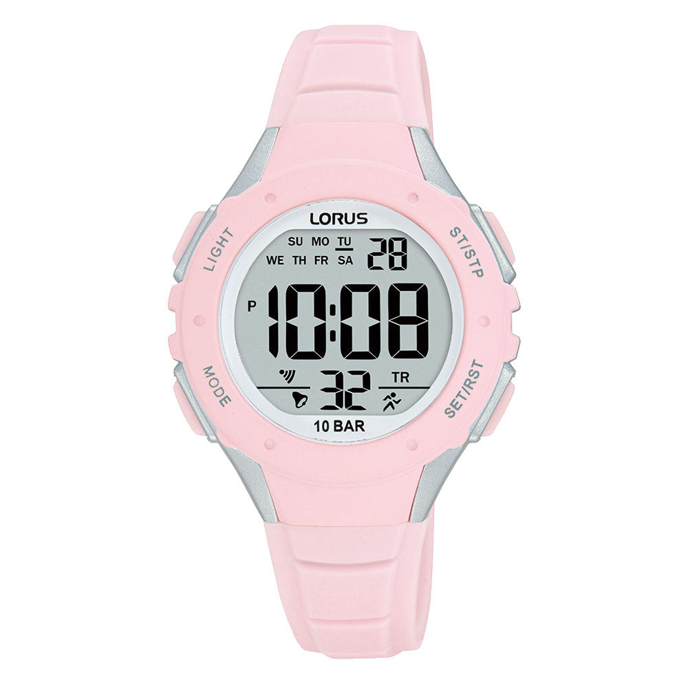 Lorus Multi-Timer Pale Pink & Grey Digital Sports Watch R236