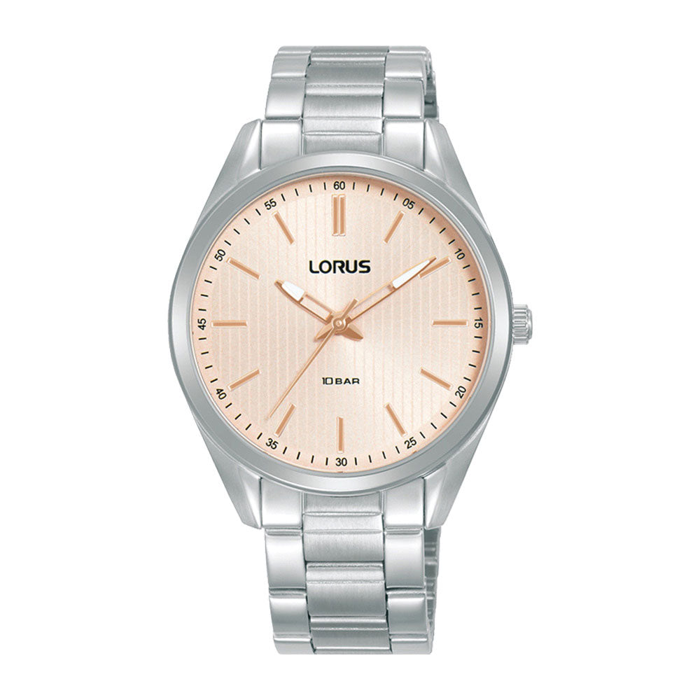 Lorus Stainless Steel Pink Dial Rose-Tone Analogue Watch RG2