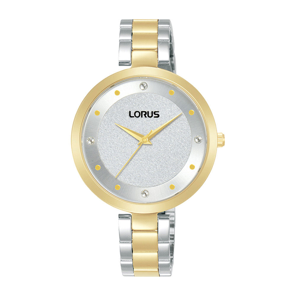 Lorus Duo-Tone Crystal Set Dial Slim Bracelet Watch RG258WX-